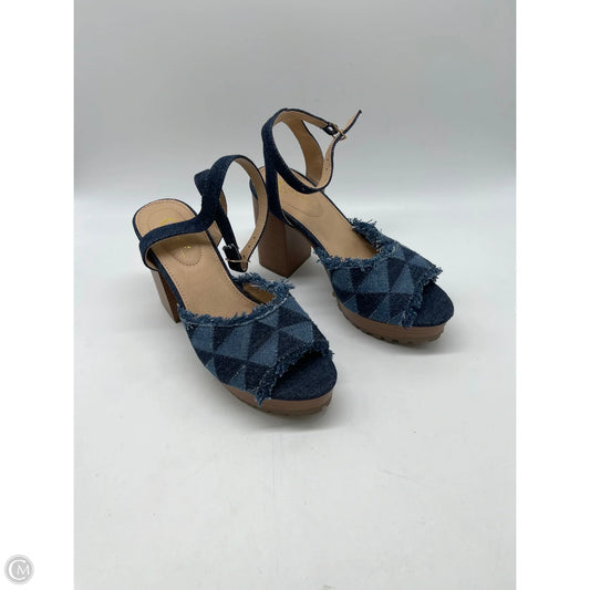 Sandals Heels Block By Cato In Blue Denim, Size: 7