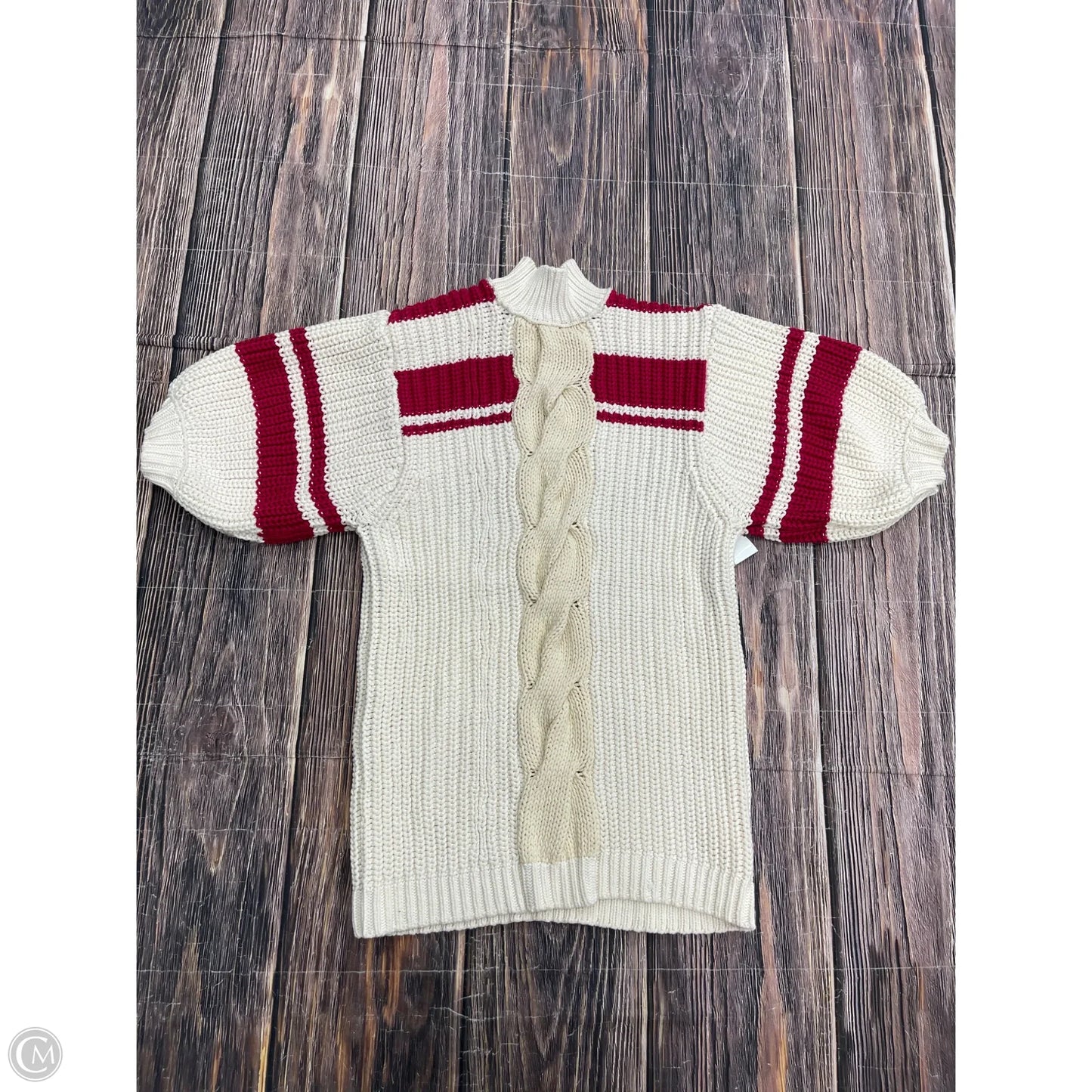 Dress Sweater By Free People In Cream & Pink, Size: M