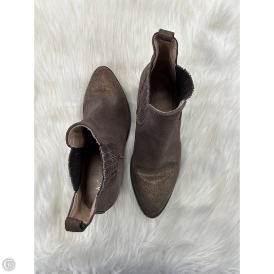 Boots Ankle Heels By Anthropologie In Bronze, Size: 6.5