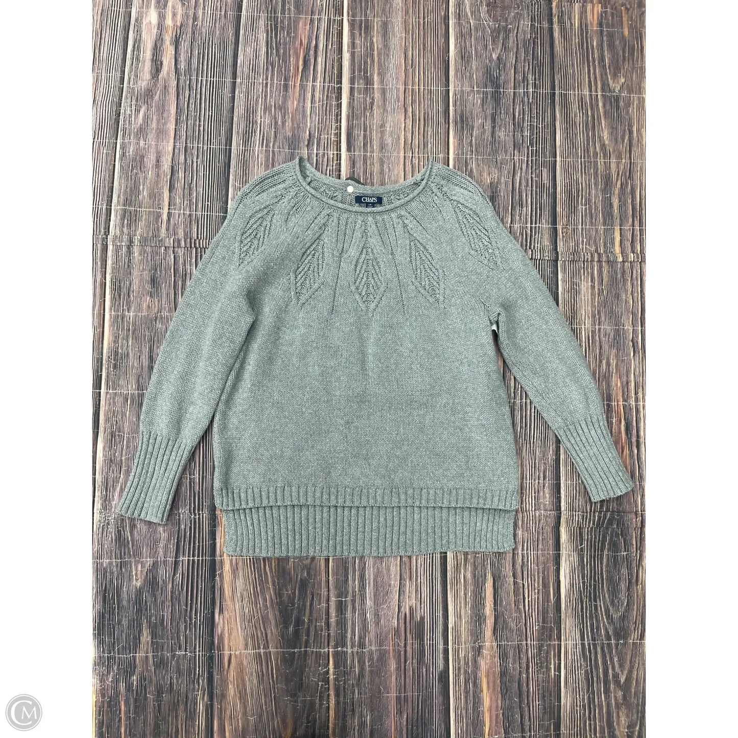 Sweater By Chaps In Grey, Size: L