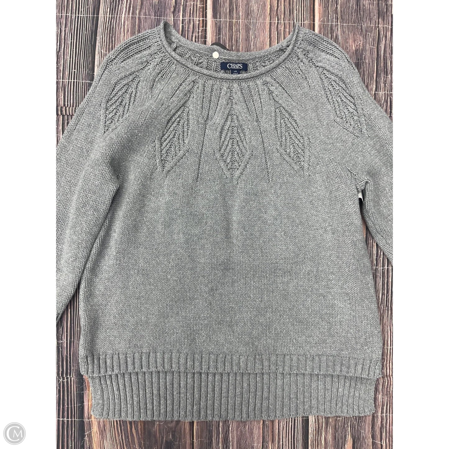Sweater By Chaps In Grey, Size: L