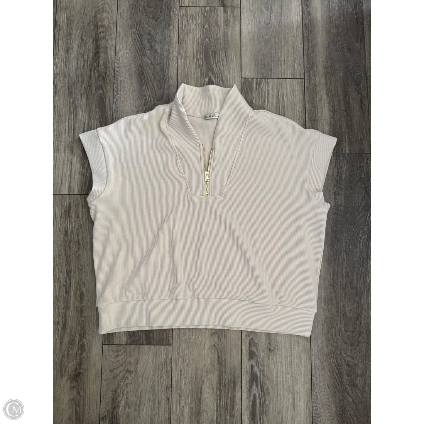 Top Short Sleeve By Zenana In Tan, Size: L