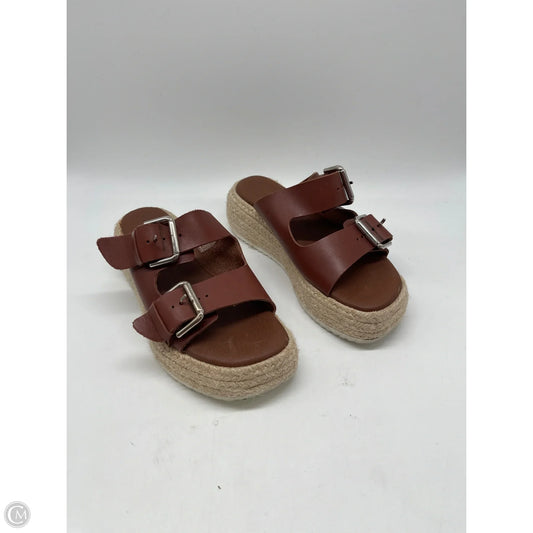 Sandals Heels Wedge By Anthropologie In Brown, Size: 7