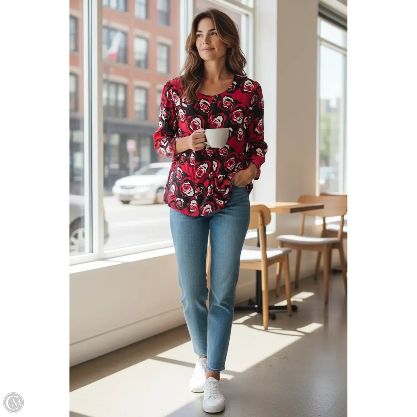 Top Short Sleeve By White House Black Market In Red, Size: Xl