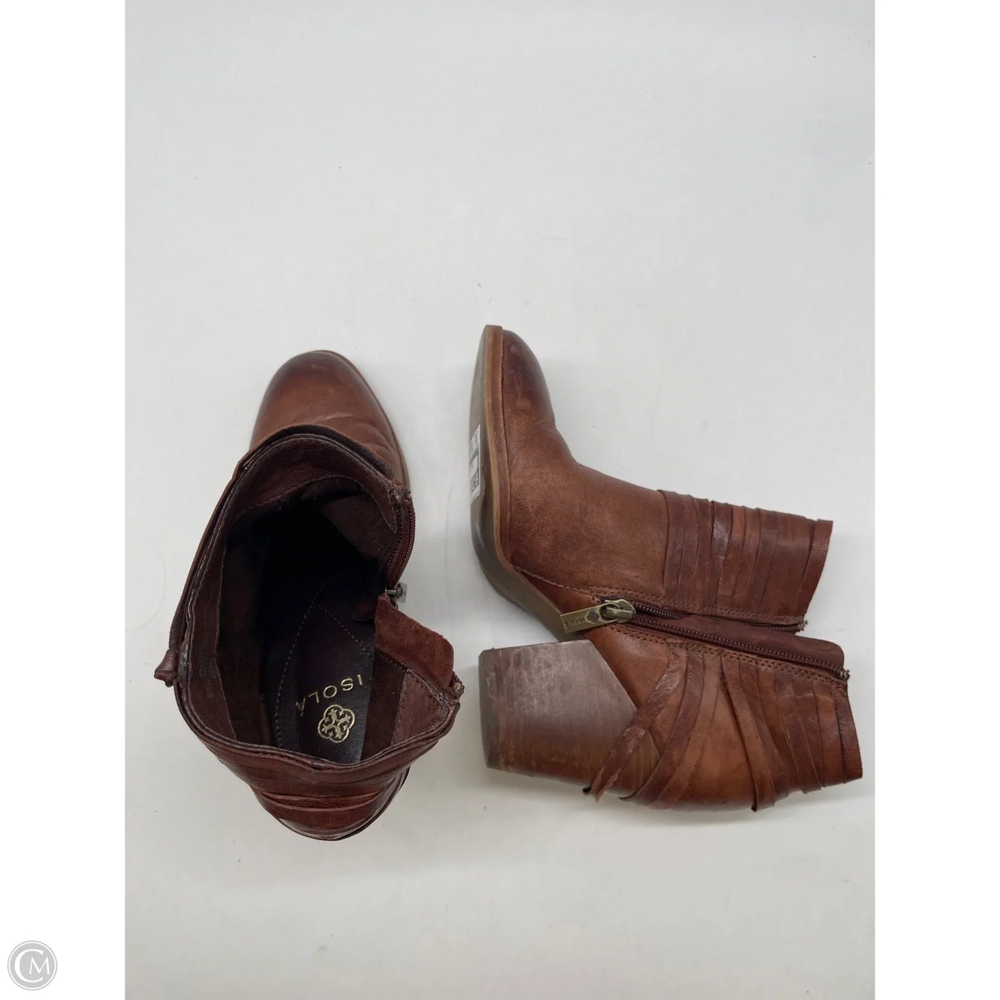 Boots Ankle Heels By Isola In Brown, Size: 5.5