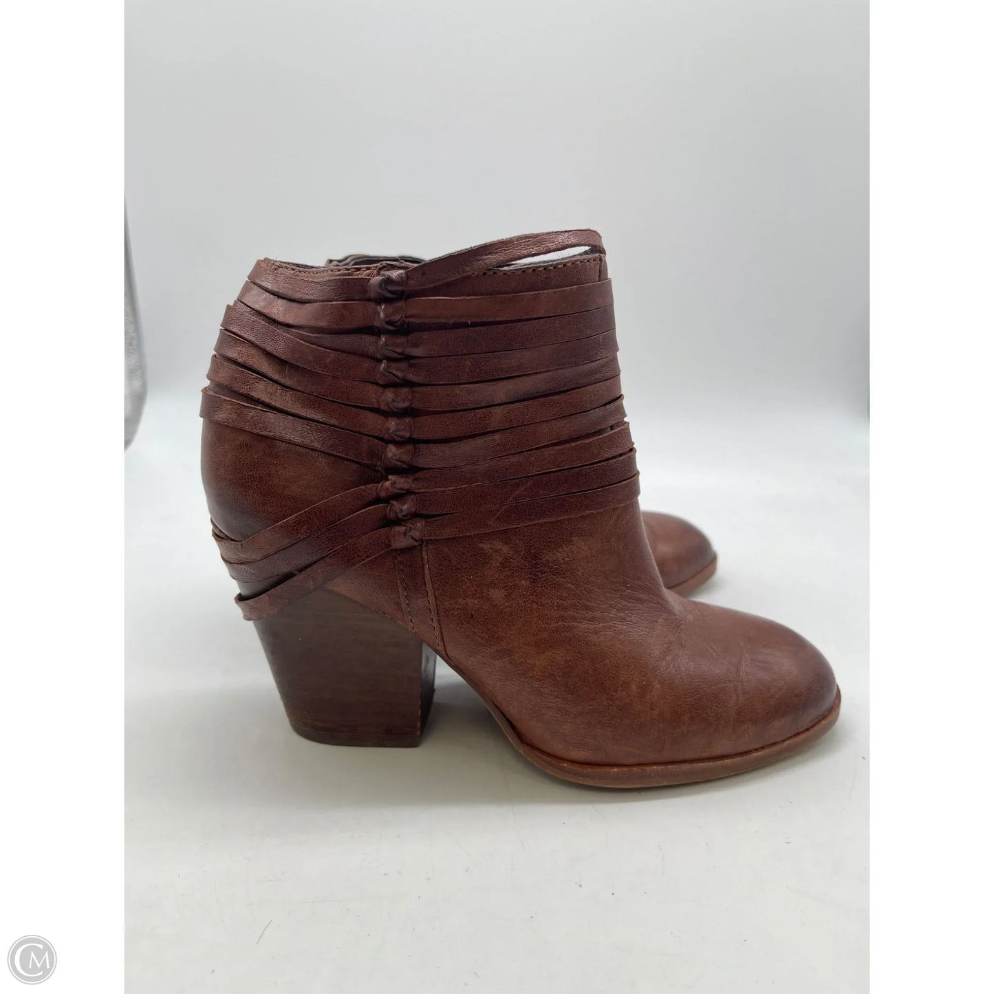 Boots Ankle Heels By Isola In Brown, Size: 5.5