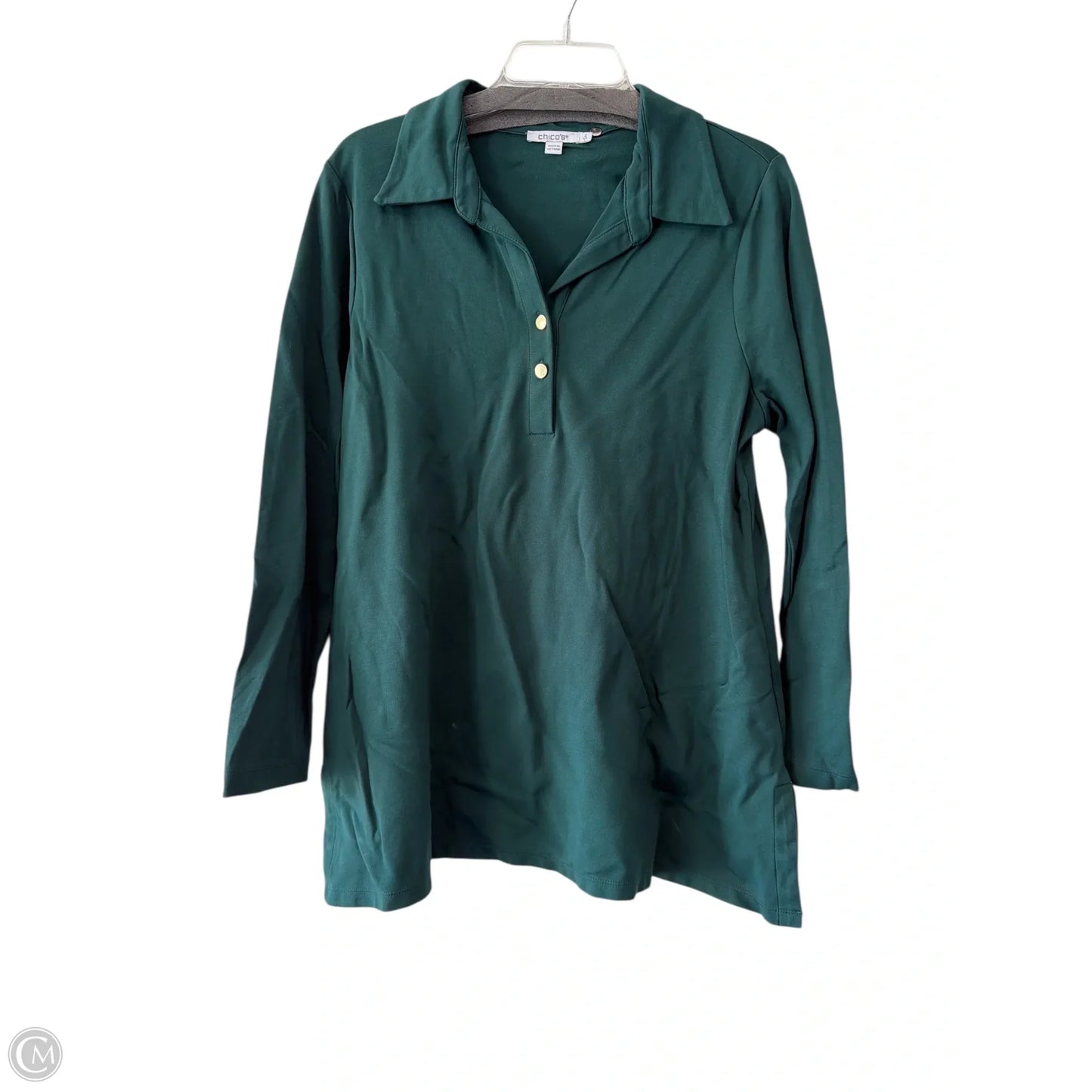 Top Long Sleeve By Chicos In Green, Size: L