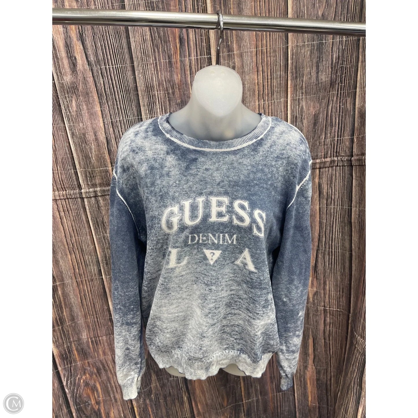 Top Long Sleeve By Guess In Blue, Size: M