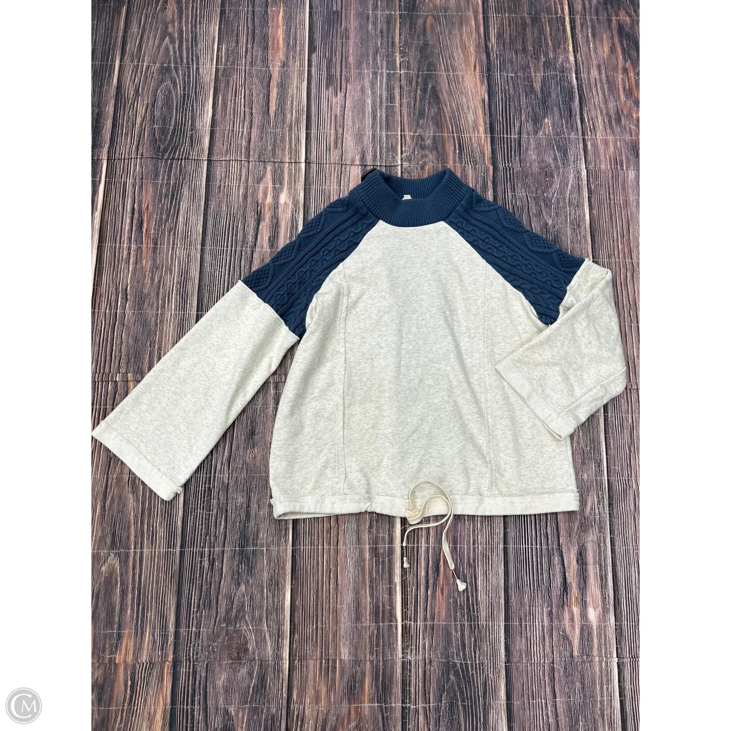 Sweatshirt Collar By Pol In Blue & Grey, Size: M