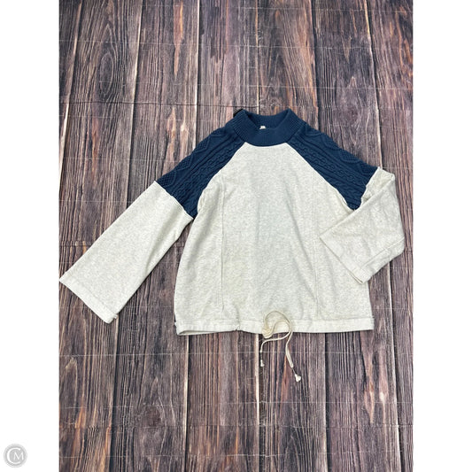 Sweatshirt Collar By Pol In Blue & Grey, Size: M