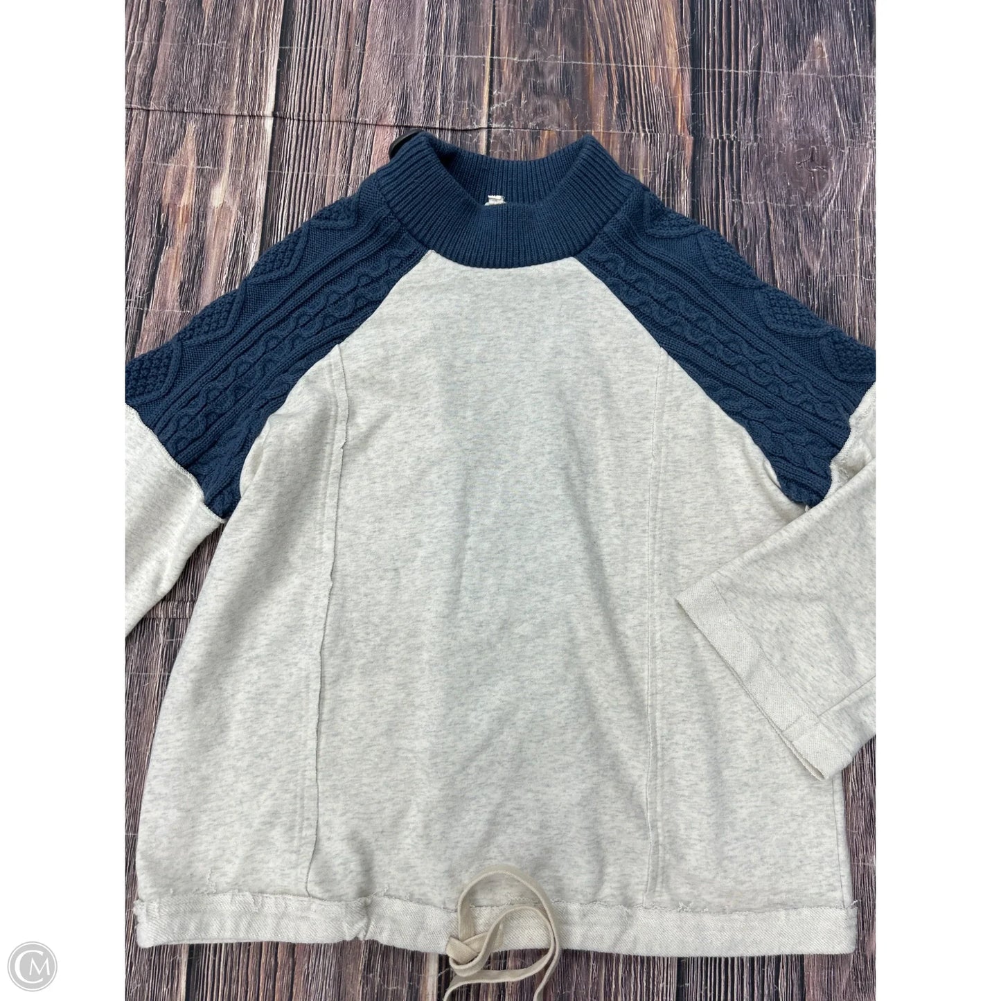 Sweatshirt Collar By Pol In Blue & Grey, Size: M