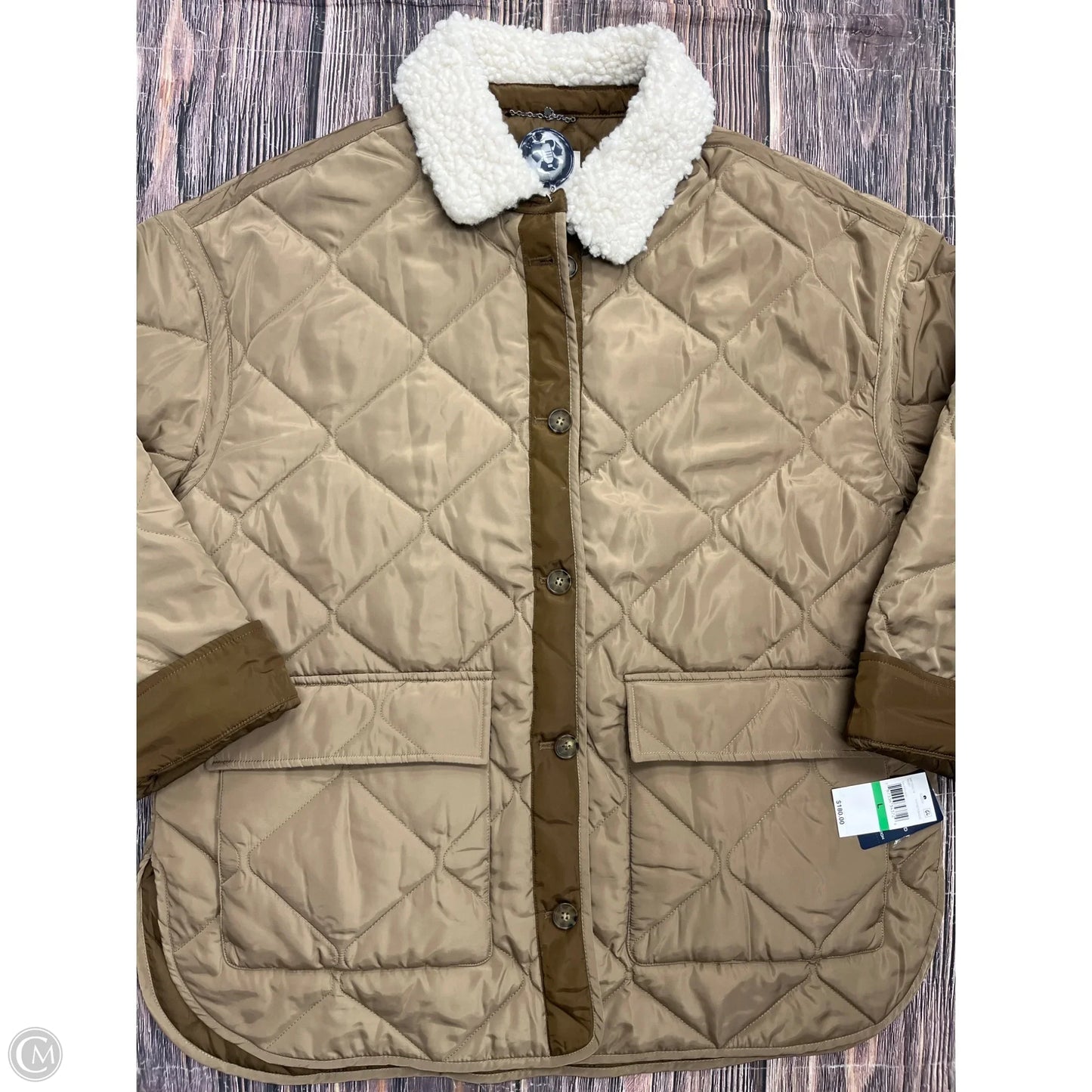 Coat Puffer & Quilted By Lucky Brand In Brown, Size: L