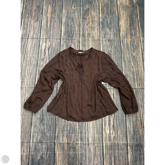 Top Long Sleeve By Frye And Co In Brown, Size: 3x
