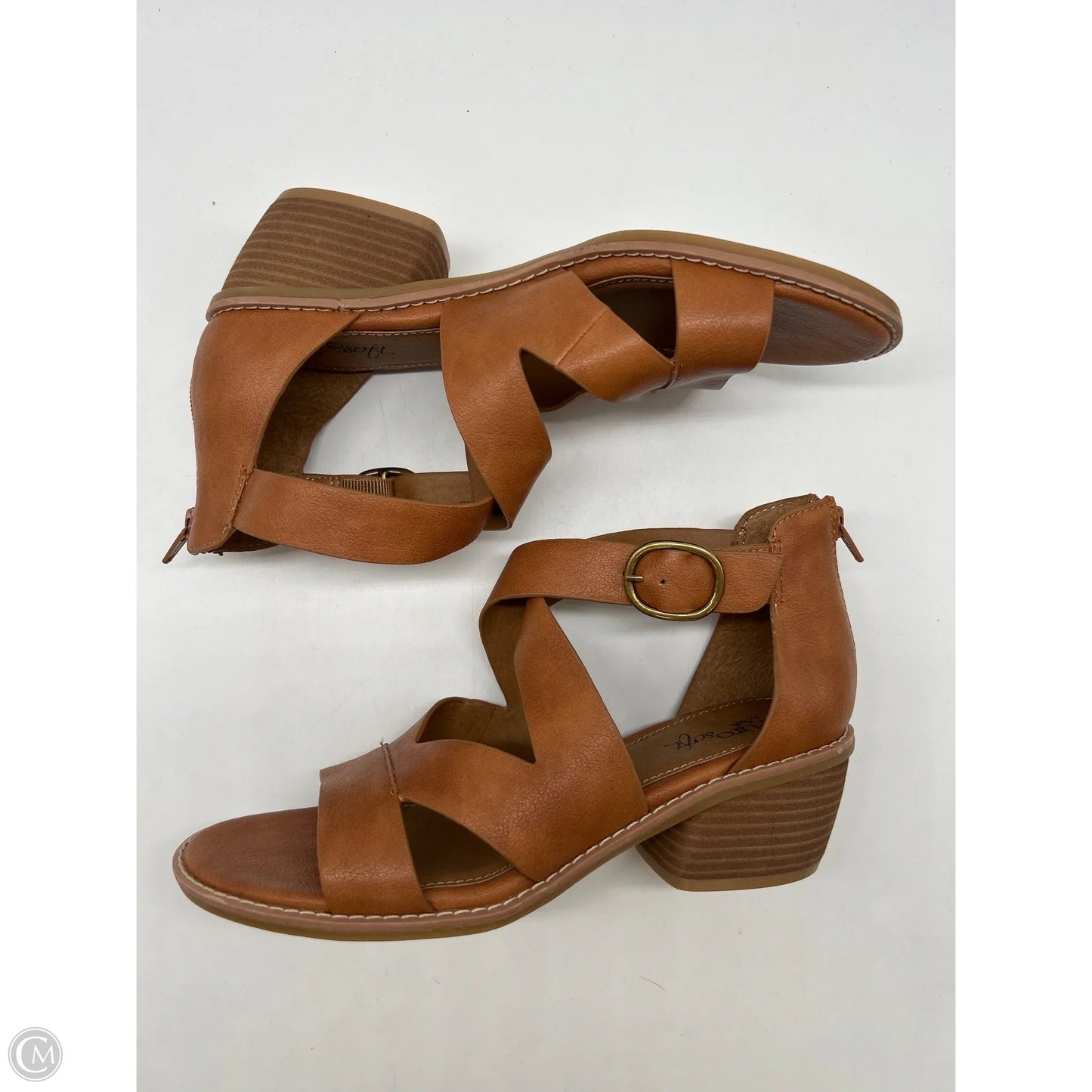 Sandals Heels Block By Sofft In Brown, Size: 8