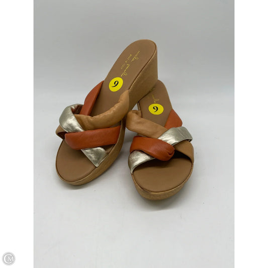 Sandals Heels Wedge By Clothes Mentor In Tan, Size: 9
