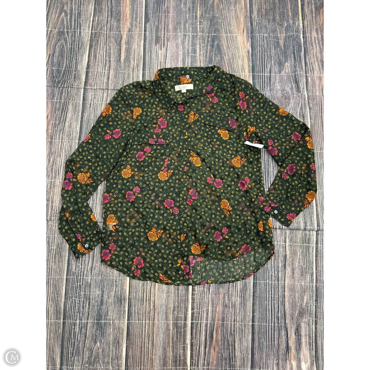 Top Long Sleeve By Loft In Green, Size: L