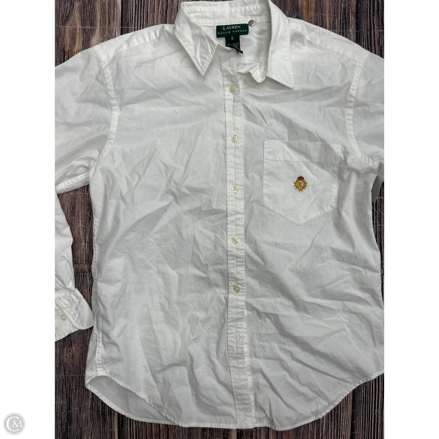Top Long Sleeve By Lauren By Ralph Lauren In White, Size: 8