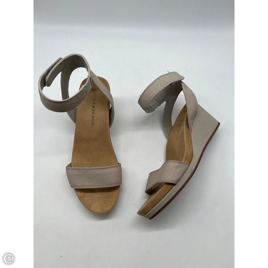 Sandals Heels Wedge By Lucky Brand In Grey, Size: 6