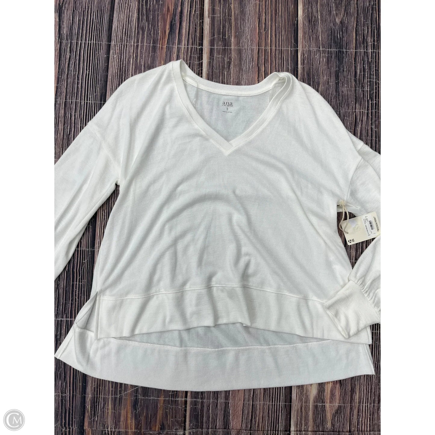 Top Long Sleeve By Ana In White, Size: S