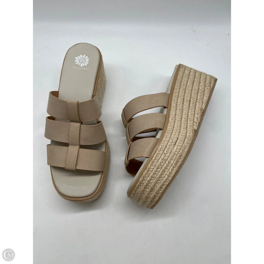 Sandals Heels Wedge By Yellow Box In Tan, Size: 9.5