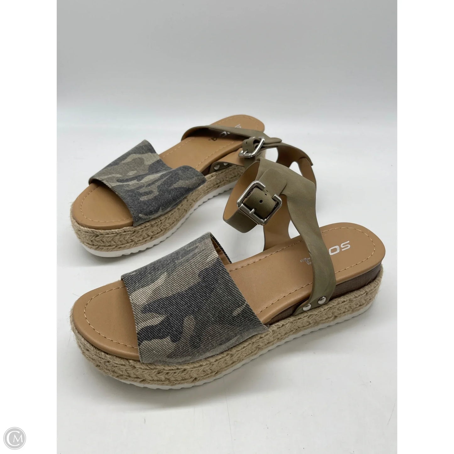 Sandals Heels Platform By Soda In Camouflage Print, Size: 8