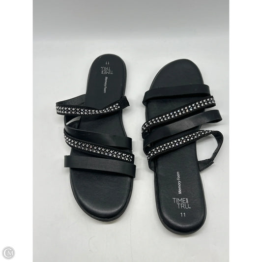 Sandals Flats By Time And Tru In Black, Size: 11