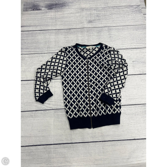 Sweater Cardigan By Boden In Blue & White, Size: 8