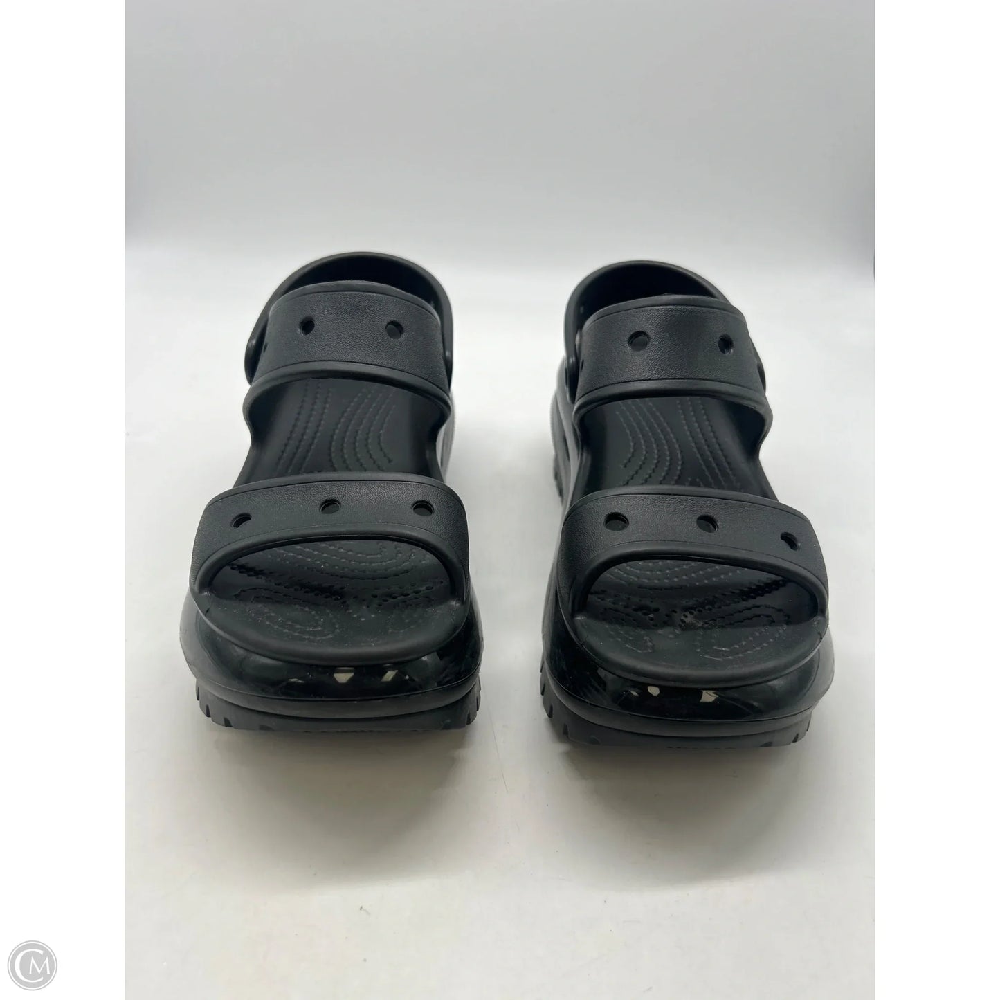 Sandals Heels Platform By Crocs In Black, Size: 6