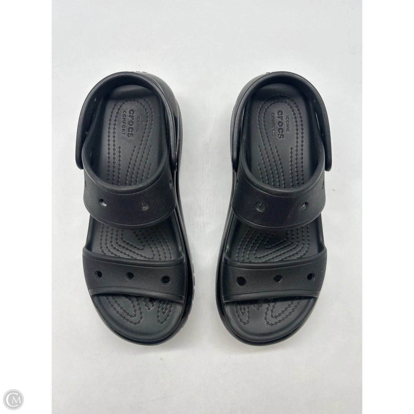 Sandals Heels Platform By Crocs In Black, Size: 6