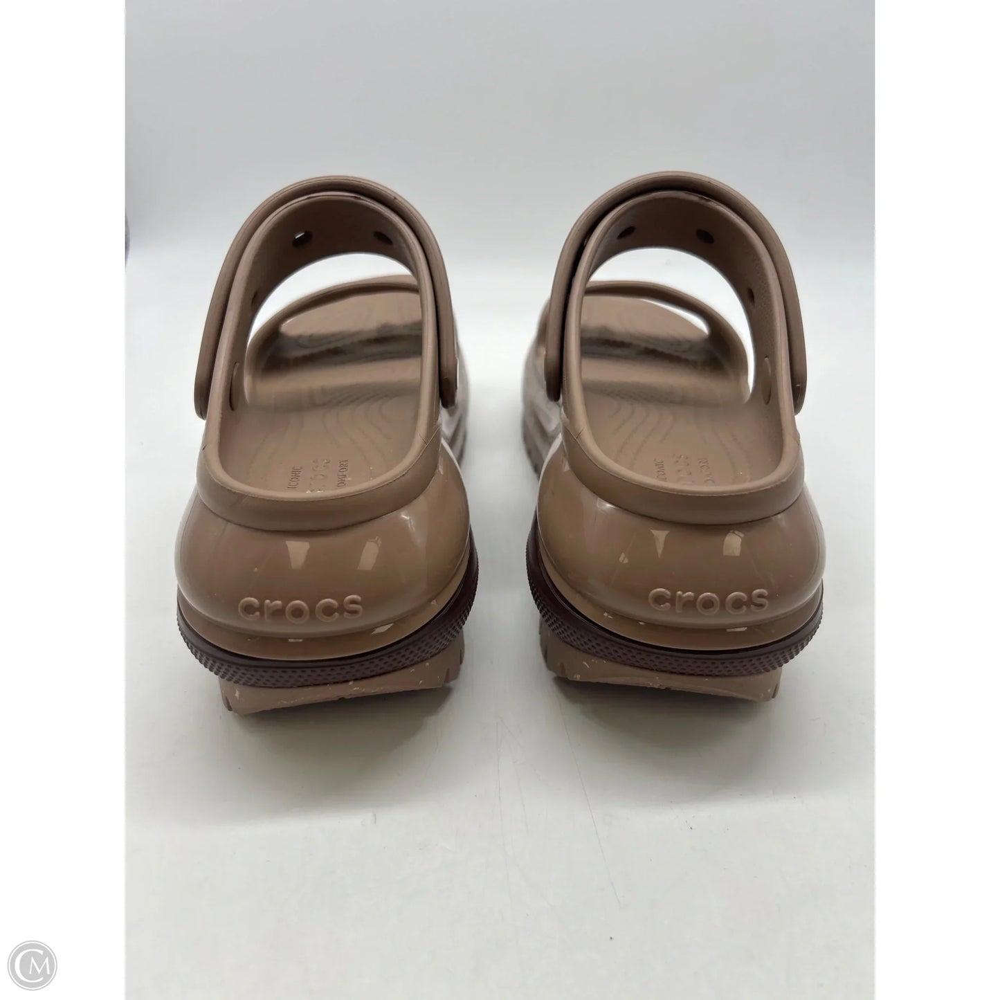 Sandals Heels Platform By Crocs In Brown, Size: 6