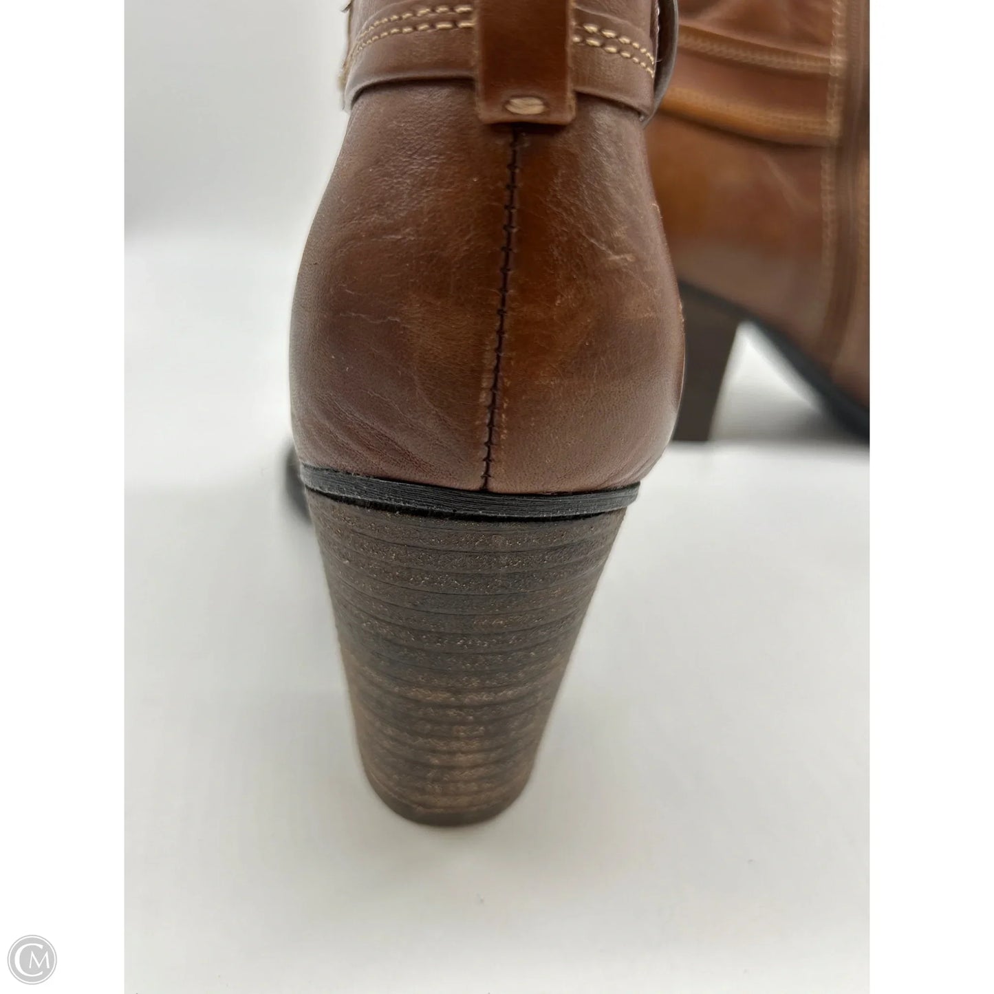 Boots Ankle Heels By Sofft In Brown, Size: 9