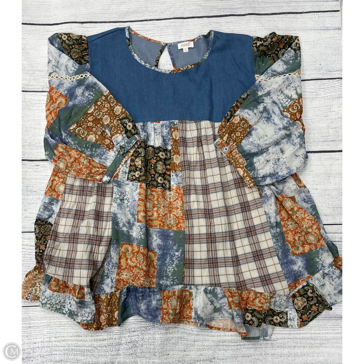 Tunic Short Sleeve By Oddi In Blue, Size: 2x