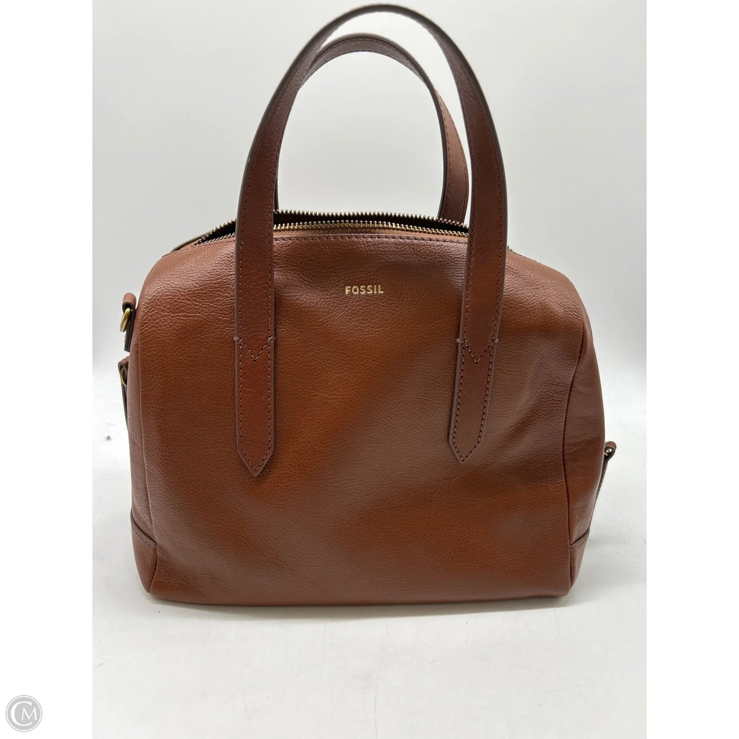 Handbag Leather By Fossil, Size: Medium