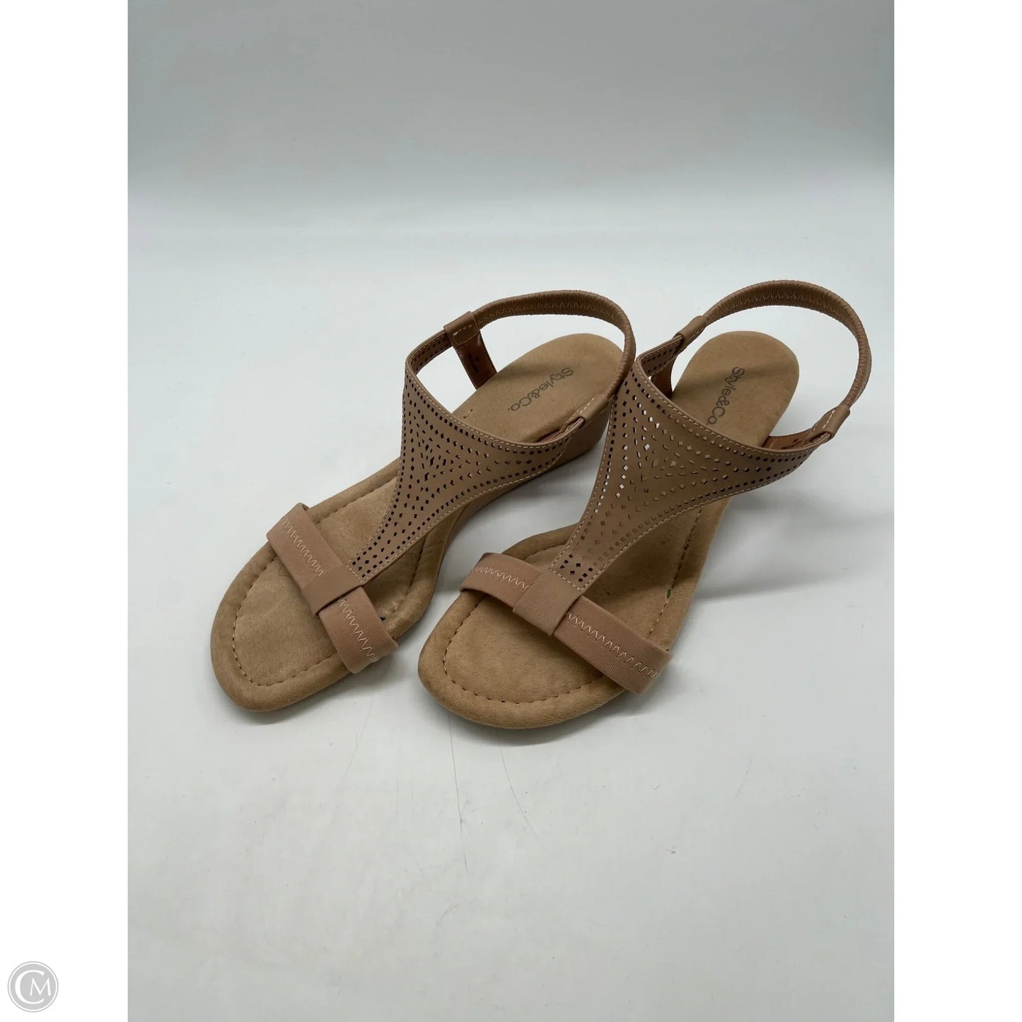Sandals Heels Wedge By Style And Company In Tan, Size: 8