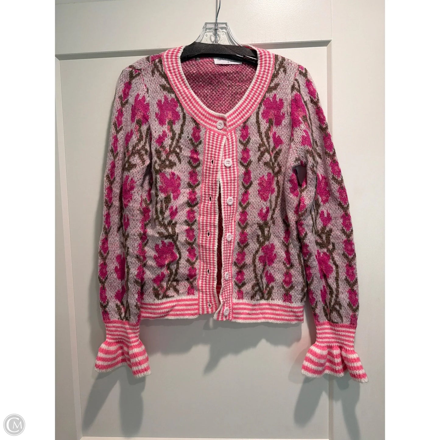 Sweater Cardigan By Impressions In Pink, Size: S