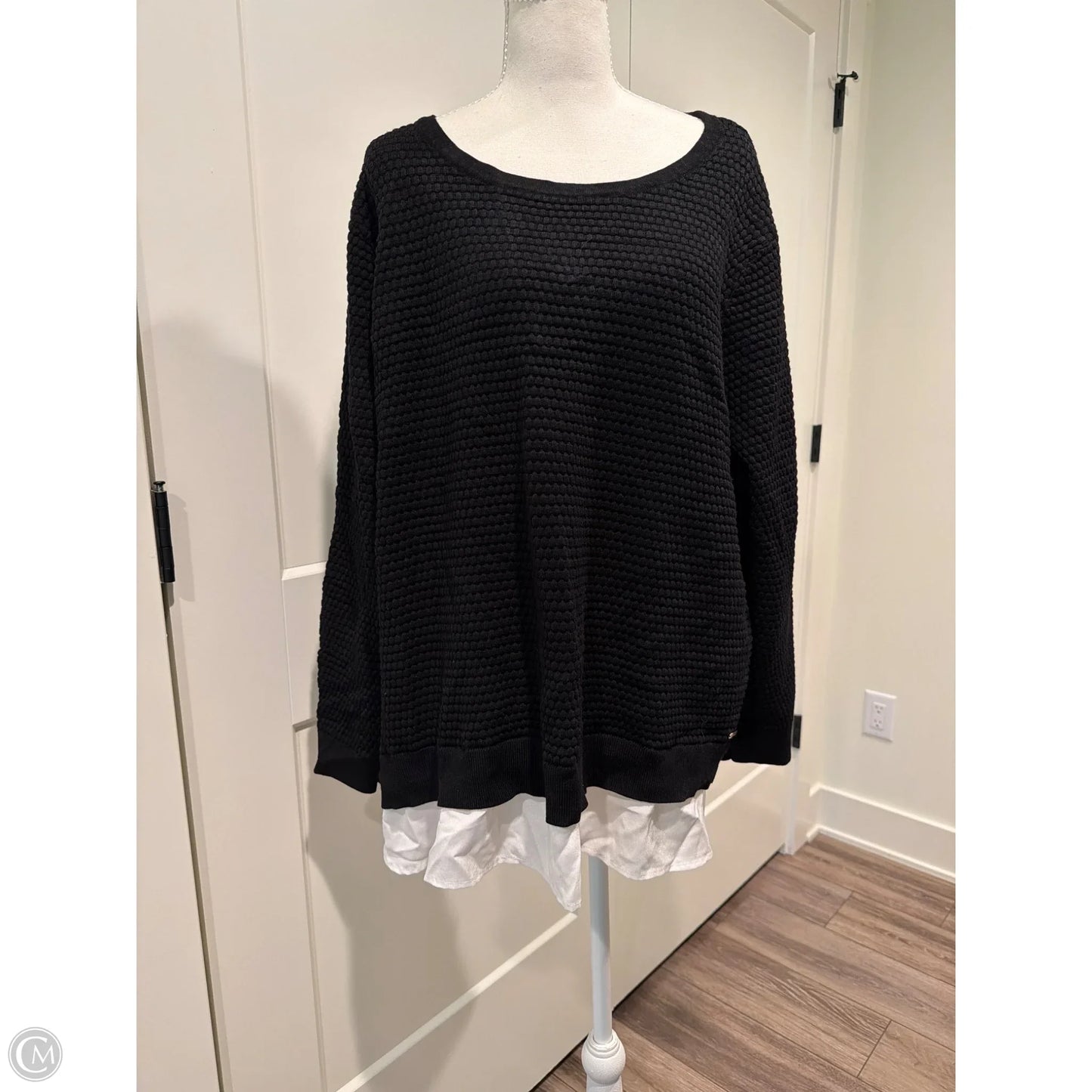 Top Long Sleeve By Calvin Klein In Black, Size: 1x