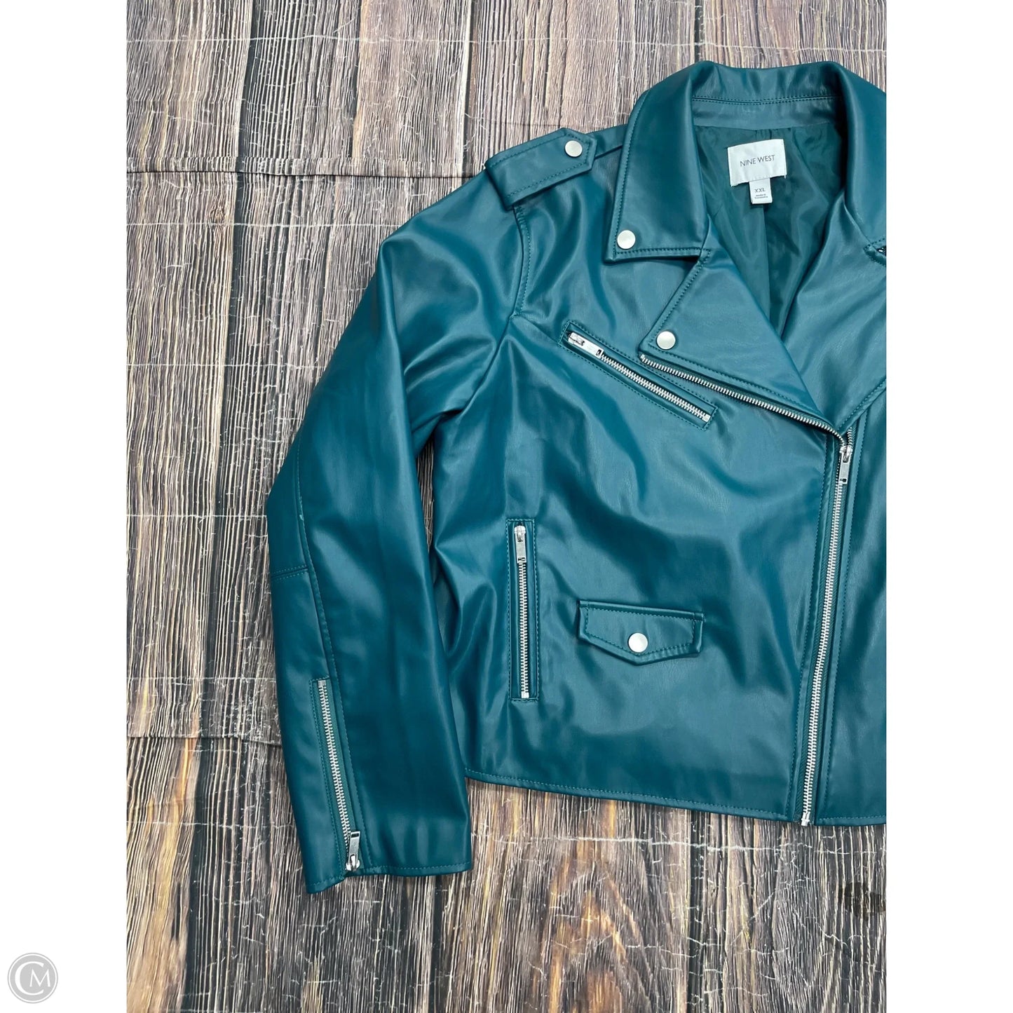 Jacket Moto By Nine West In Green, Size: 1x