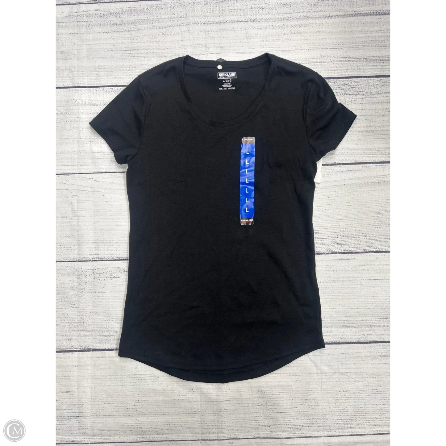 Top Short Sleeve Basic By Kirkland In Black, Size: L