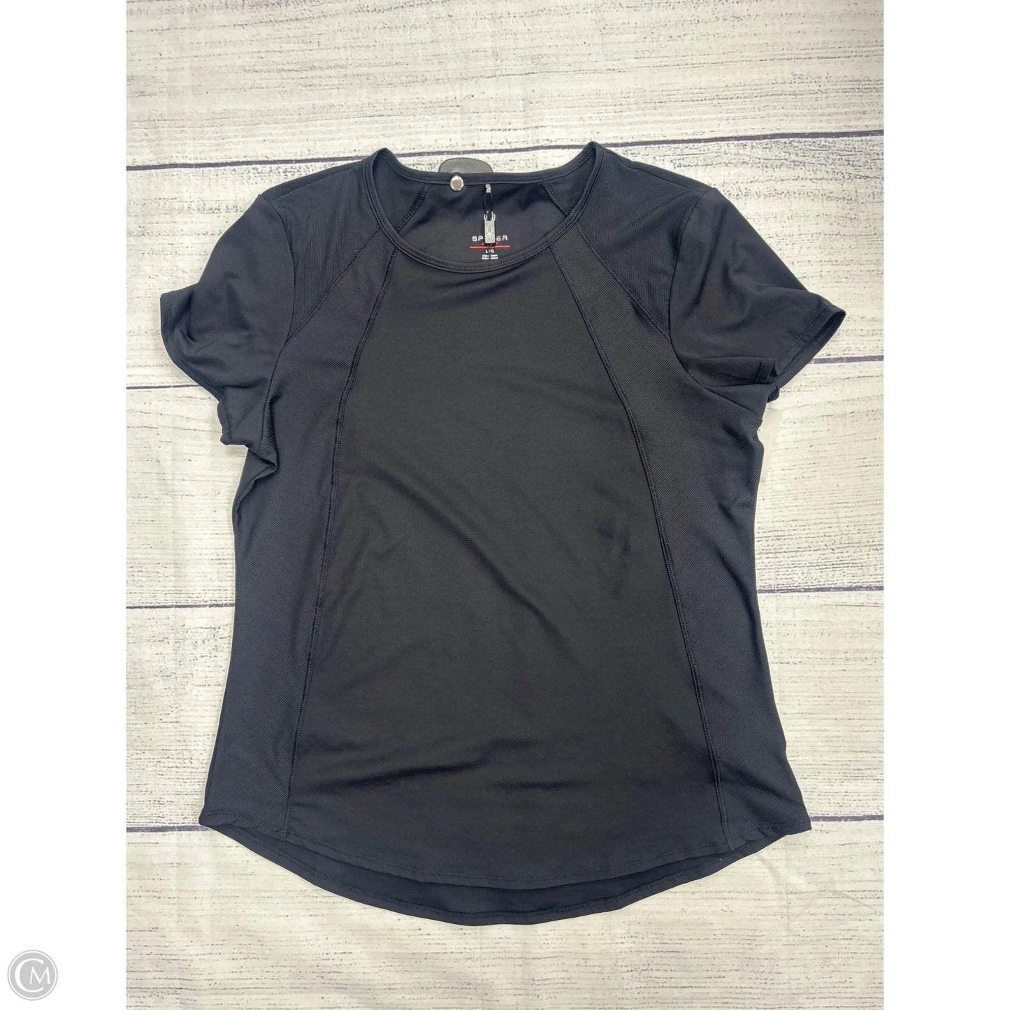 Athletic Top Short Sleeve By Spyder In Black, Size: L