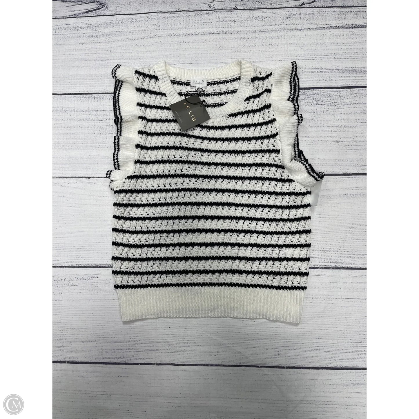 Sweater Short Sleeve By Le Lis In White, Size: M