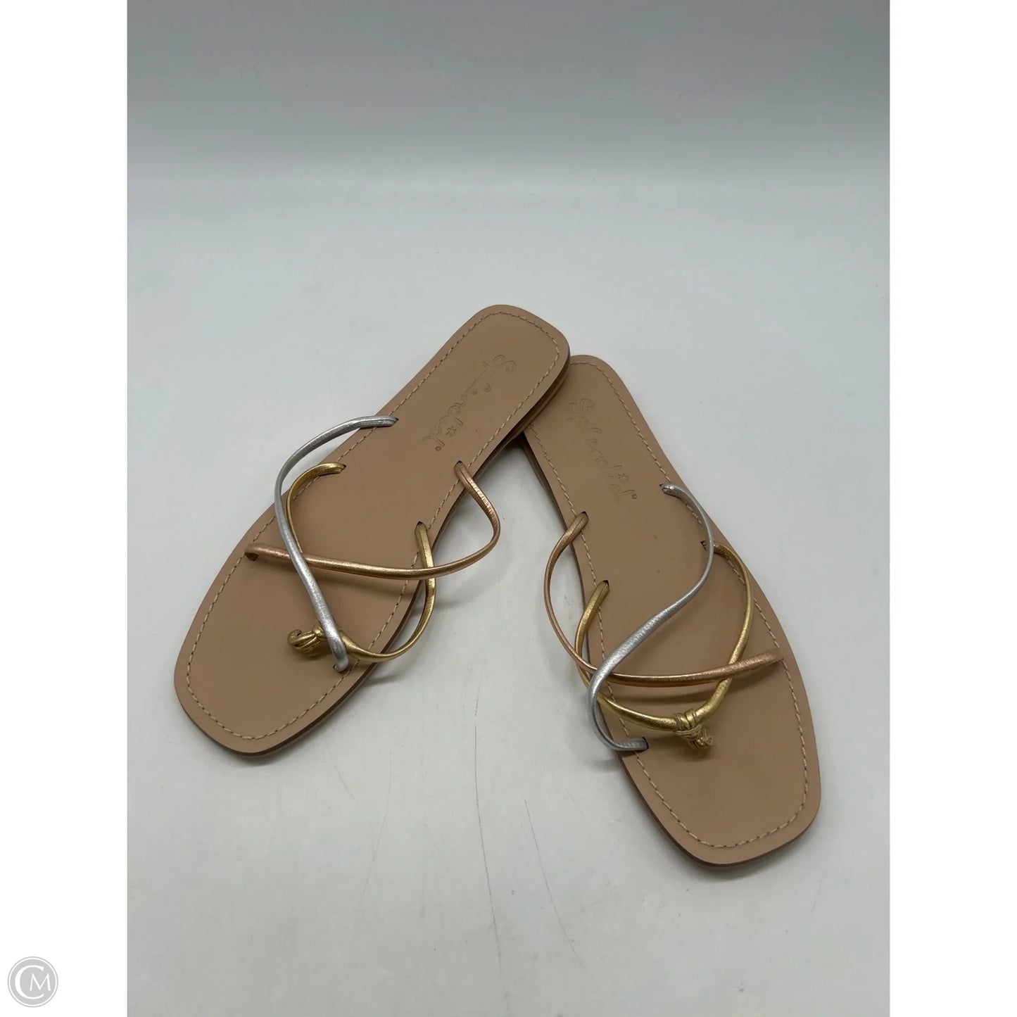 Sandals Flats By Splendid In Gold & Silver, Size: 6
