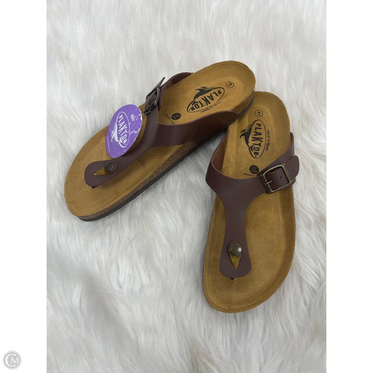 Sandals Flats By Clothes Mentor In Brown, Size: 11