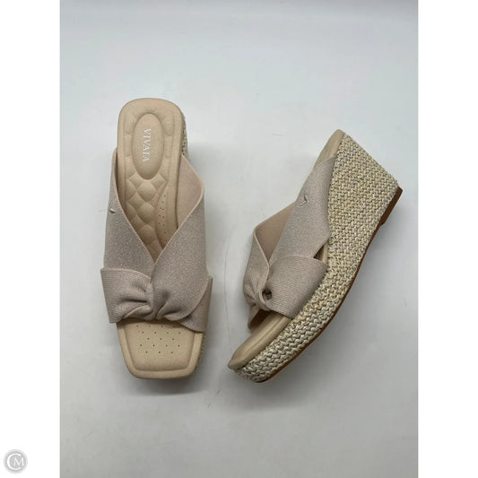 Sandals Heels Wedge By Vivaia In Cream, Size: 9.5