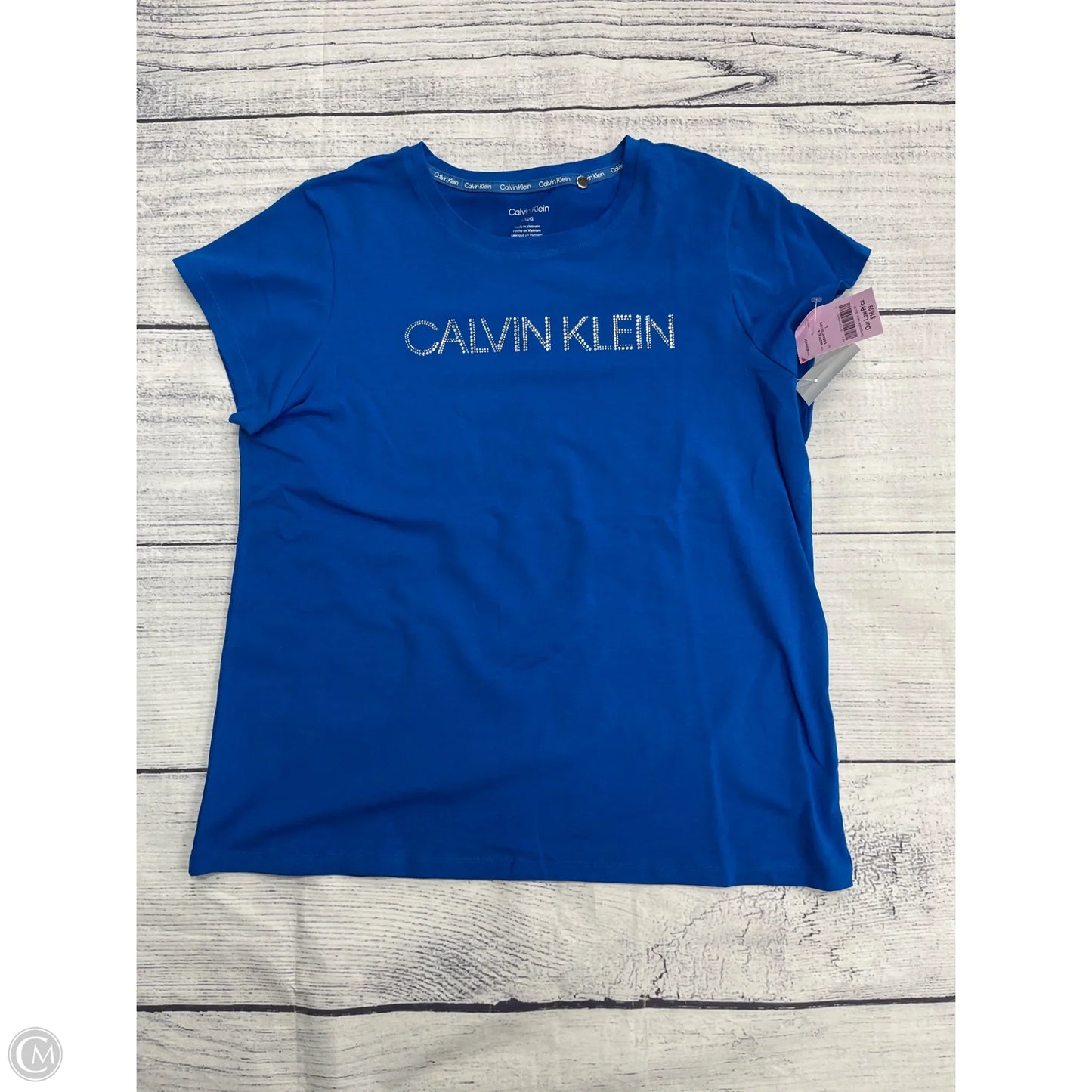 Top Short Sleeve Basic By Calvin Klein In Blue, Size: L