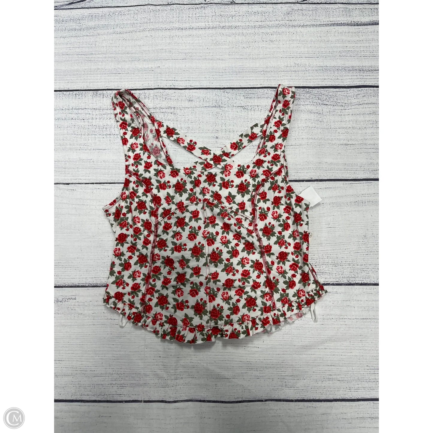 Tank Top By Free People In Red & White, Size: L