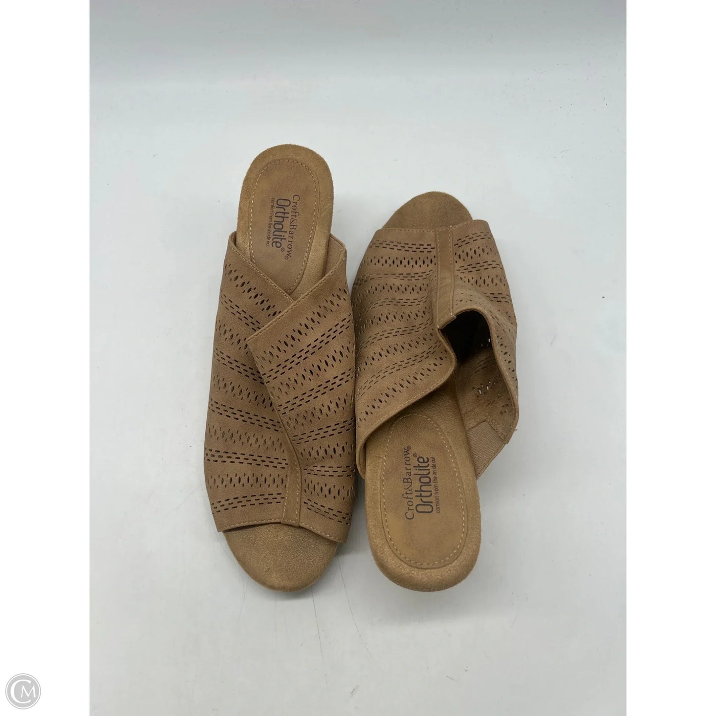 Sandals Heels Wedge By Croft And Barrow In Tan, Size: 9