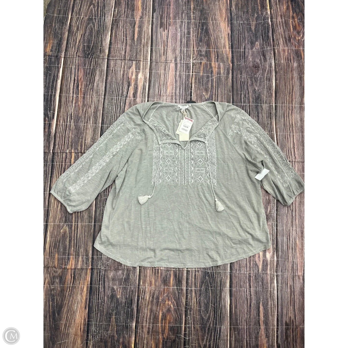 Top 3/4 Sleeve By Lucky Brand In Grey, Size: 3x