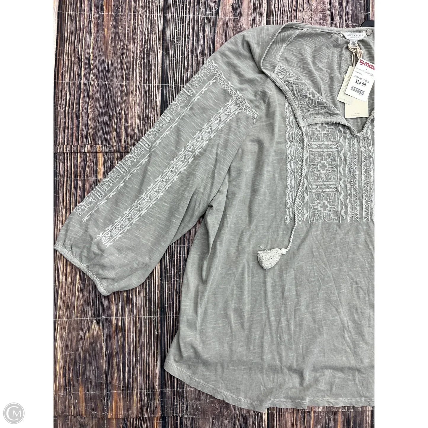 Top 3/4 Sleeve By Lucky Brand In Grey, Size: 3x