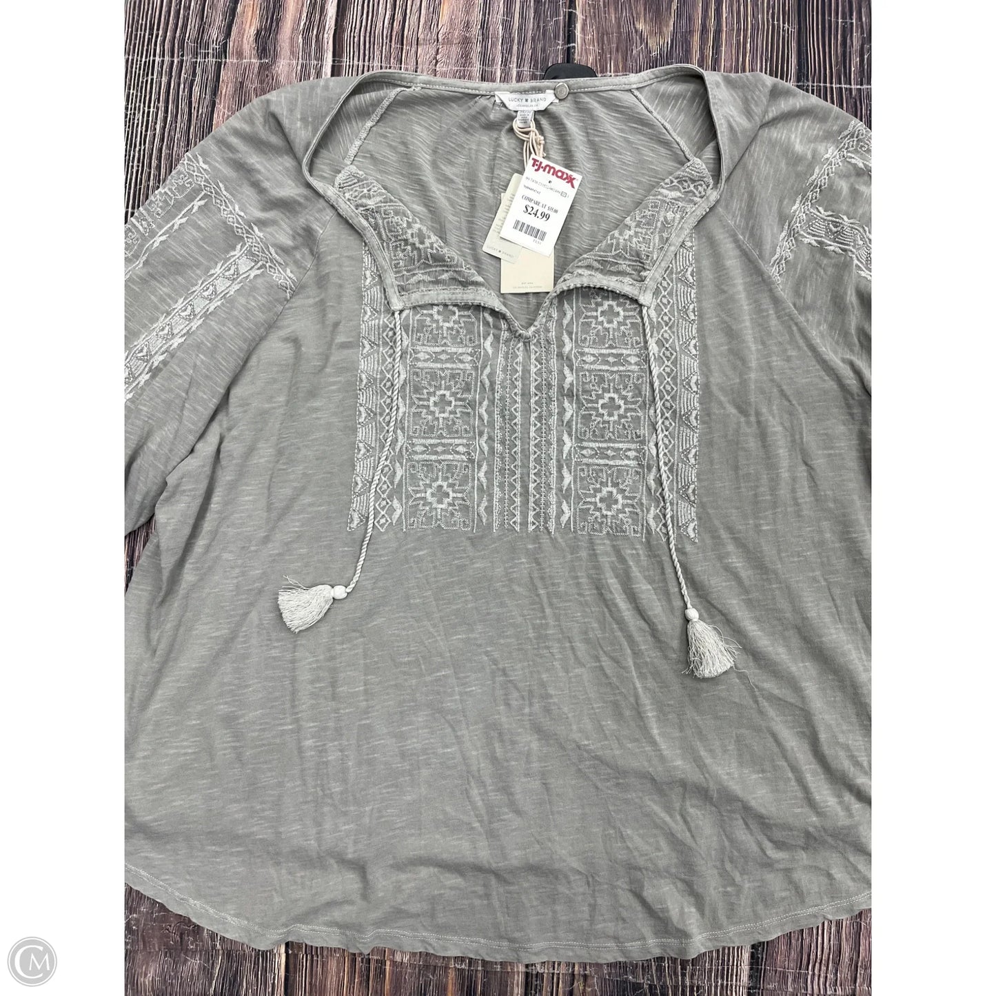 Top 3/4 Sleeve By Lucky Brand In Grey, Size: 3x