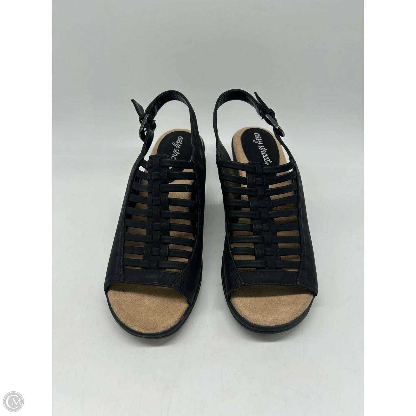 Sandals Heels Block By Easy Street In Black, Size: 9